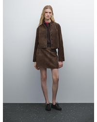 MASSIMO DUTTI - Minijupe En Cuir Effet Daim - Lyst