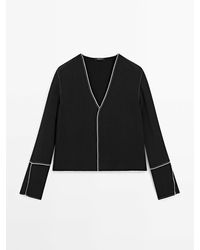 MASSIMO DUTTI - Soepelvallend Overhemd Met Combi Sierstiksel - Lyst