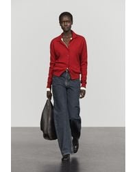 MASSIMO DUTTI - 100% Cashmere Knit Polo Collar Cardigan - Lyst