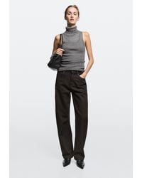 MASSIMO DUTTI - Suede Barrel Fit Mid-Waist Jeans - Lyst