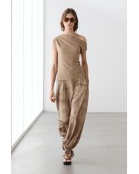 MASSIMO DUTTI - Flowing Pants With Tie-Hem Detail - Lyst