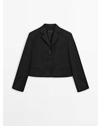 MASSIMO DUTTI - Cropped Blazer With Buttons - Lyst
