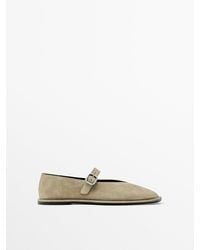 MASSIMO DUTTI - Split Suede Ballet Flats With Buckle - Lyst