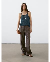 MASSIMO DUTTI - Wide-Leg-Hose Aus 100 Leinen Mit Gummizug - Lyst