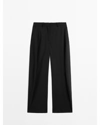 MASSIMO DUTTI - Broek Met Wijde Pijpen Van Wolmix - Lyst