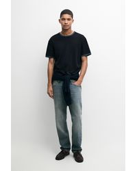 MASSIMO DUTTI - 100% Cotton Contrast Neck T-Shirt - Lyst