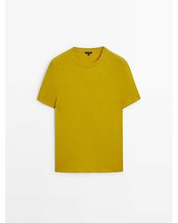 MASSIMO DUTTI - Short Sleeve Cotton Blend T-Shirt - Lyst