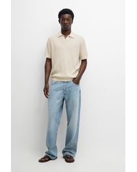 MASSIMO DUTTI - 100% Cotton Ribbed Knit Polo Sweater - Lyst