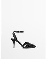 MASSIMO DUTTI - Leren Bandjessandaal Met Hoge Hak - Lyst