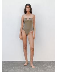 MASSIMO DUTTI - Costume A Fascia Con Elemento Metallico - Lyst