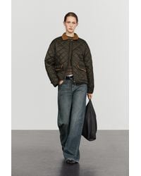 MASSIMO DUTTI - Kurze Gesteppte Jacke Kombiniert Aus Leder - Lyst