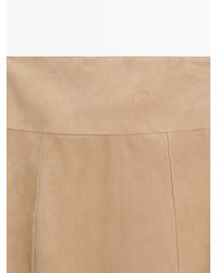 MASSIMO DUTTI - Suede Leather Flared Midi Skirt With Sash - Lyst