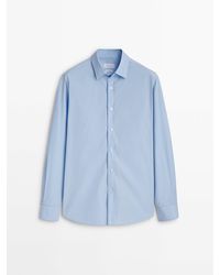MASSIMO DUTTI - Regular Fit Striped Poplin Cotton Shirt - Lyst