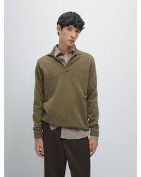 MASSIMO DUTTI - Strickpullover Im Polo-Stil Mit V-Ausschnitt Aus 100 Wolle - Lyst