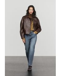 MASSIMO DUTTI - Pleat-Detail Nappa Leather Jacket - Lyst
