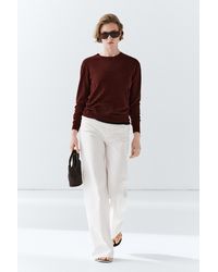 MASSIMO DUTTI - Fine Knit Round Neck Jumper, 100% Wool - Lyst