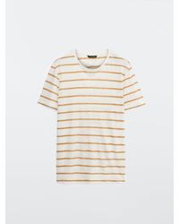 MASSIMO DUTTI 100% Linen Striped T-shirt - Multicolor