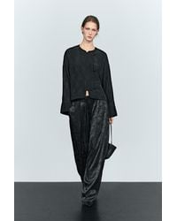 MASSIMO DUTTI - Wide-Leg Flowing Pants With Jacquard Detail - Lyst