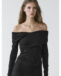 MASSIMO DUTTI - Off-The-Shoulder Lyocell And Wool Blend Top - Lyst