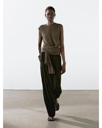 MASSIMO DUTTI - Melange Linen Blend Top With Tie Detail - Lyst