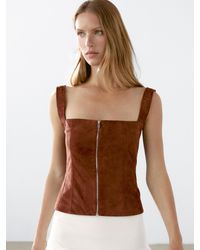 MASSIMO DUTTI - Suede Leather Top With Zip - Lyst