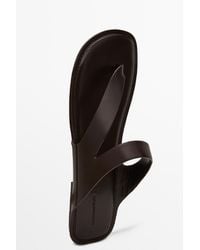 MASSIMO DUTTI - Asymmetric Leather Sandals With Toe Divider - Lyst