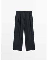 MASSIMO DUTTI - 100% Linen Trousers With Double Darts - Lyst