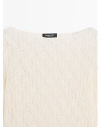 MASSIMO DUTTI - Boat Neck T-Shirt With Lace Detail - Lyst