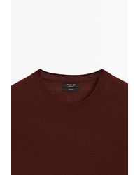 MASSIMO DUTTI - Fine Knit Round Neck Jumper, 100% Wool - Lyst