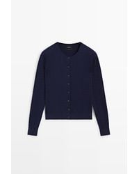 MASSIMO DUTTI - Grofgebreid 100% Katoenen Vest - Lyst