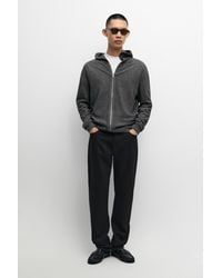 MASSIMO DUTTI - Wool Blend Knit Hooded Cardigan - Lyst
