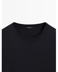 MASSIMO DUTTI - Short Sleeve Mercerised Cotton T-Shirt - Lyst