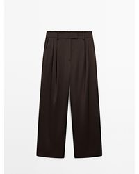 MASSIMO DUTTI - Soepelvallende Satijnen Broek Met Wijde Pijpen - Lyst