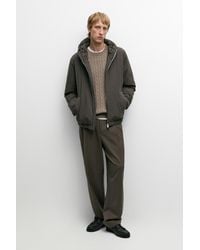 MASSIMO DUTTI - Lightweight Down Jacket With Hood And Suede - Lyst