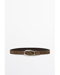 MASSIMO DUTTI - Leather And Split Suede Belt With Buckle - Lyst