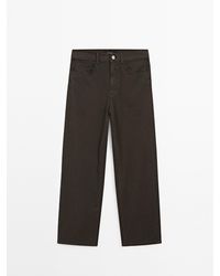 MASSIMO DUTTI - Recht Model Cropped Broek Van Katoenmix - Lyst