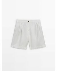 MASSIMO DUTTI - 100% Linen Bermuda Shorts With Double Darts - Lyst