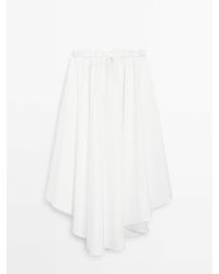 MASSIMO DUTTI - Soepelvallende Asymmetrische Halflange Rok - Lyst