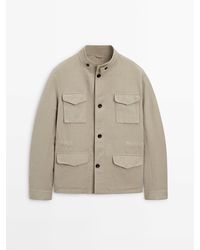 MASSIMO DUTTI - Cotton And Linen Blend Jacket With Pockets - Lyst