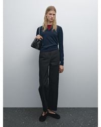 MASSIMO DUTTI - Wide-Leg Cotton Trousers With No Waistband - Lyst