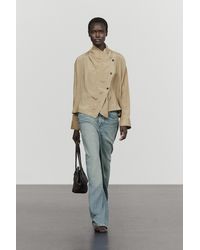MASSIMO DUTTI - Suede Blouse With Collar Detail And Crossover Closure - Lyst