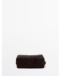 MASSIMO DUTTI - Suede Leather Toiletry Bag With Zip - Lyst