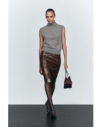 MASSIMO DUTTI - Wool Blend Mock Turtleneck Knit Top - Lyst
