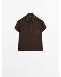 MASSIMO DUTTI - 100% Linnen Overhemd Met Korte Mouw - Lyst