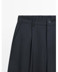 MASSIMO DUTTI - Relaxed Fit Darted Trousers With Wool - Lyst