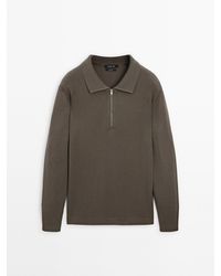 MASSIMO DUTTI - Tricot Trui Met Polokraag En Rits - Lyst