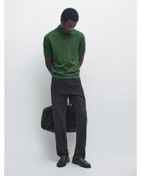 MASSIMO DUTTI - Cotton Blend Knit Polo Sweater - Lyst