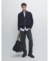 MASSIMO DUTTI - Cardigan En Laine Mélangée À Fermeture Éclair - Lyst