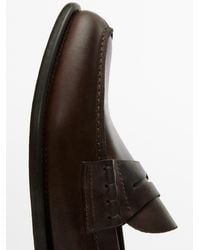 MASSIMO DUTTI - Leather Loafers With Penny Strap - Lyst