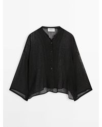 MASSIMO DUTTI - Semi-Sheer Shirt With Chest Detail - Lyst